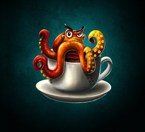 Illustration: Kaffee Oktopus
