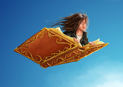 Illustration: Das fliegende Buch
